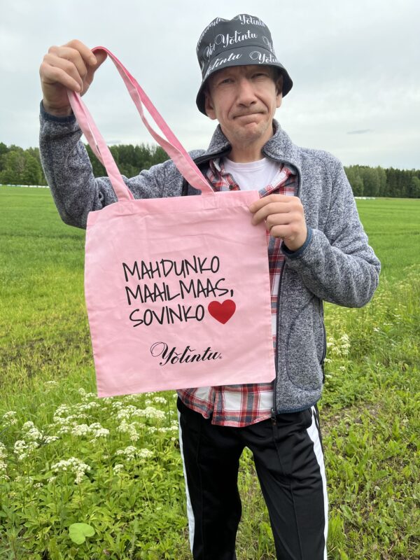 Kangaskassi "MAHDUNKO MAAILMAAS" vaaleanpunainen